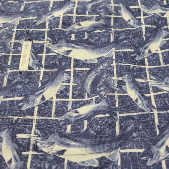Columbia Shirt Size XL Hawaiian Style Shirt Button Up Shirt Fish All Over Print - Picture 4 of 6